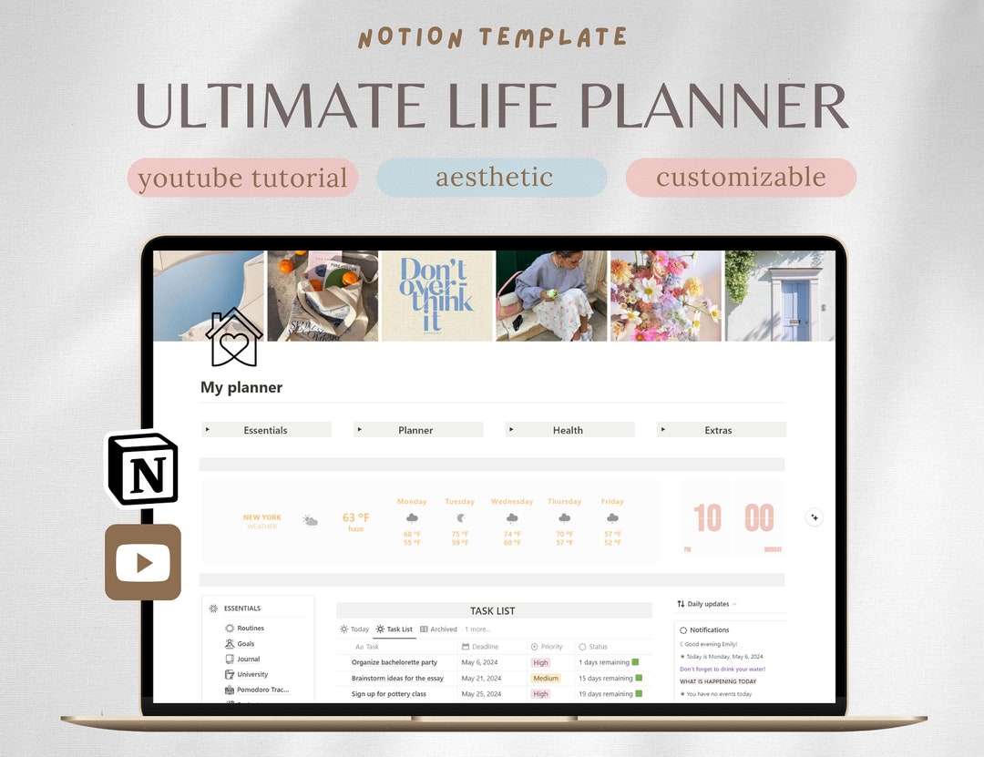 Notion Template Planner | Ultimate Life Planner | That Girl All in One ...