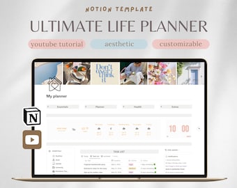 Notion Template Planner | Ultimate Life Planner | That Girl All in One Life Planner | Notion Dashboard Extended | Aesthetic Second Brain