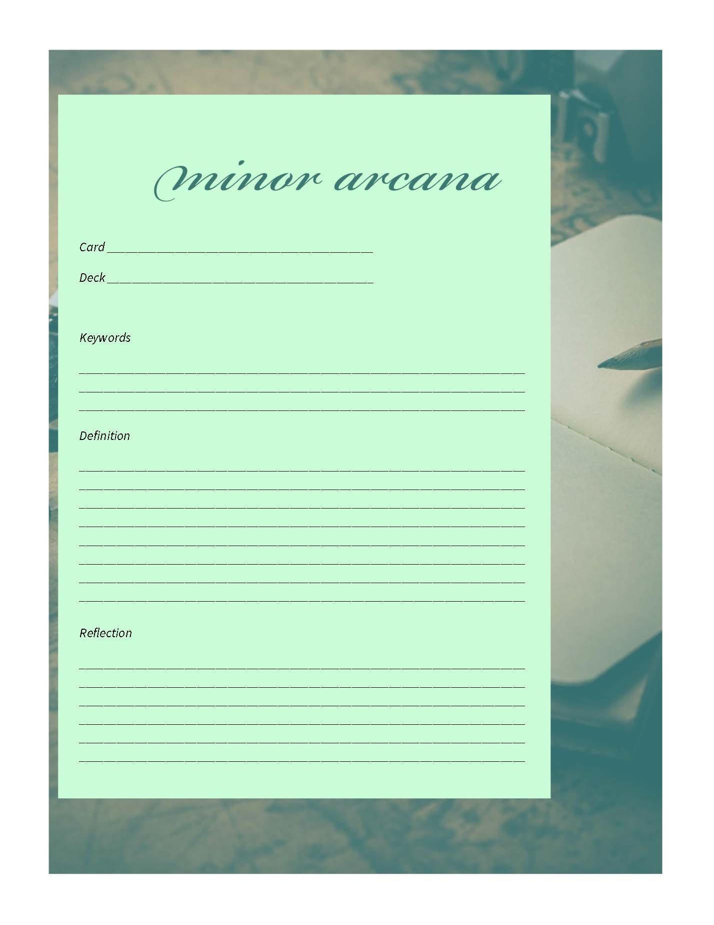 Printable Tarot Card Journal Template Etsy