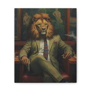 Lion Canvas, Lion in a suit, Lion Print, Lion, Lion Picture, Print on Canvas, Gift, Decor, Wall Decoration, Wall Art, Canvas