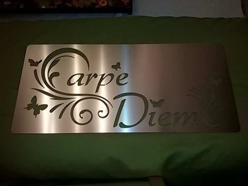 CARPE DIEM Schild Edelstahlschild Bild 2