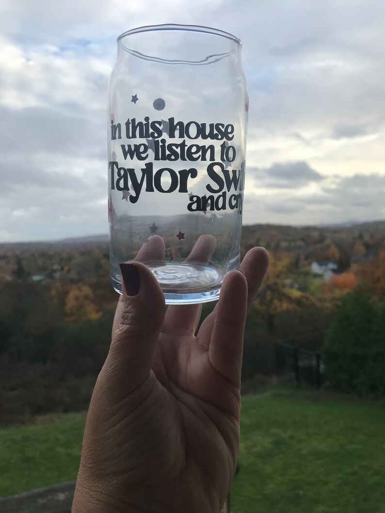 Taylor Swift Beer Glass in This House We Listen to Taylor Etsy