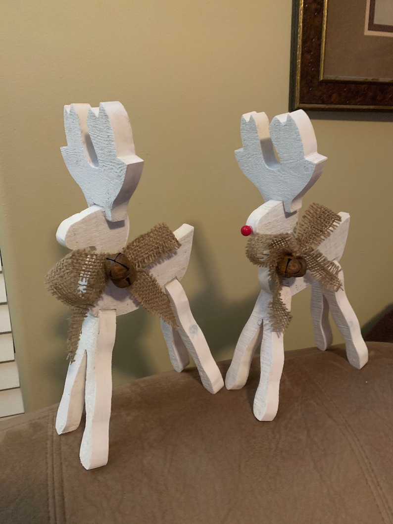 Wooden Reindeer Reindeer Christmas Decor Holiday Decor Etsy
