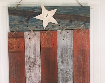 Wooden American flag, American flag, flag, patriotic, July 4th, Memorial Day, hanging flag, door hanging, wall hanging, flag decor, door