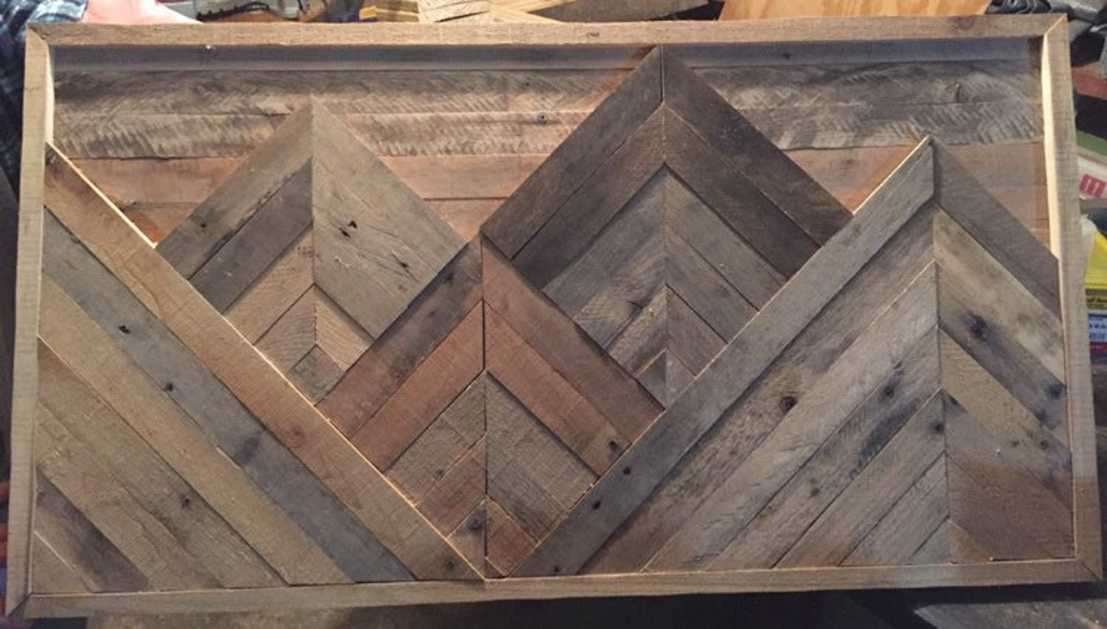 Rustic Wooden Mountain Scene Wall Art Wall Art Mountain Etsy