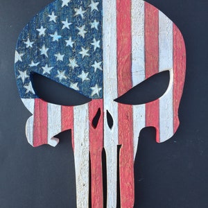 Punisher, punisher skull, skull, the punisher, punisher wall hanging, gifts for him, man cave, patriotic, skull punisher