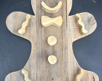 Wooden gingerbread man, girl, rustic gingerbread, Christmas decor, holiday decor, wooden gingerbread, gingerbread man, wall hanging, door