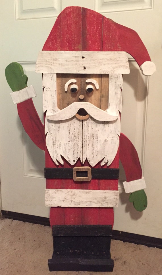 Wooden Santa Santa Pallet Santa Christmas Decor Christmas Etsy