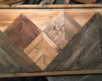 Rustic wooden mountain scene wall art, wall art, mountain scene, mountain art, wood art, rustic,wooden mountain,wall hanging,mountain decor