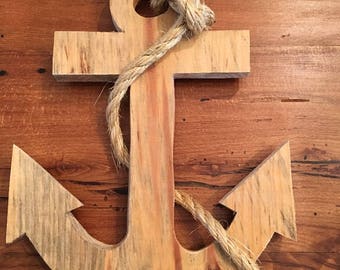 Wooden anchor, anchor, navy, nautical, nautical decor, coastal decor, coastal, wooden cutout, navy decor, military, ocean decor, ocean