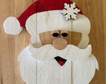 Santa,wooden Santa,Santa head,painted Santa, pallet Santa,rustic Santa, Christmas, Christmas decor, decorations, pallet decor, wall hanging