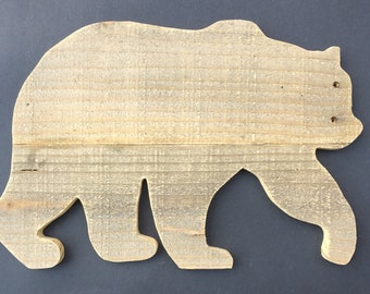 Wooden bear, bear, rustic bear, cutout bear, wood bear, wooden bear cutout, cabin decor, wall hanging, door hanger, cabin bear, rustic
