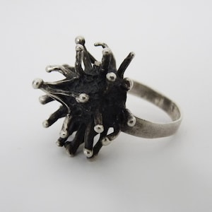Vintage silver brutalist sputnik ring attributed to Pal Kepenes