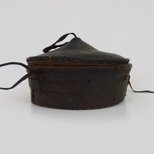 Old Tuareg pantry from Mauritania leather and woven wicker