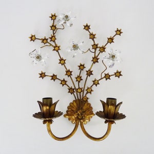 Prächtige italienische Vintage-Wandleuchte mit Swarovski-Kristall, 1970er Jahre