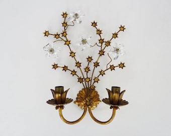 Magnificent vintage Italian wall light with Swarovski crystal, 1970s