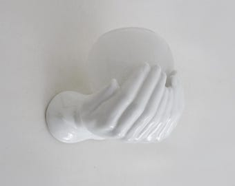 1970s Ceramic Hands Wall Sconce