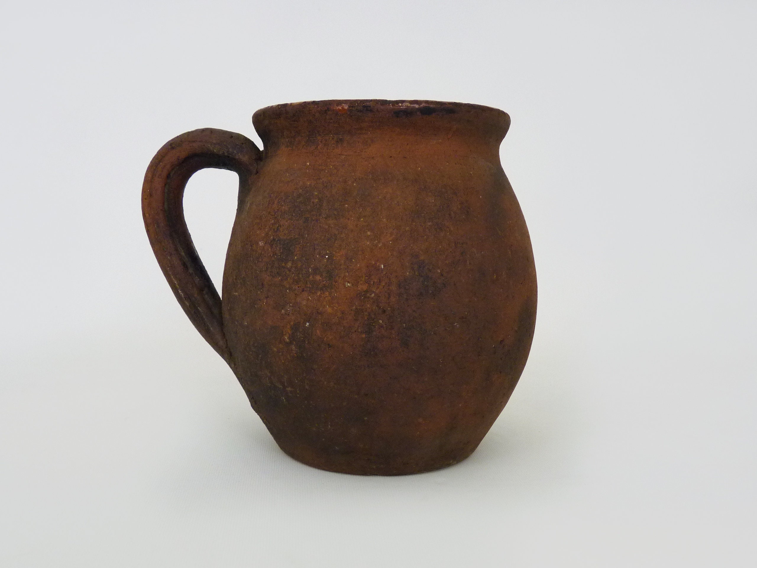 Cruche, Pichet Marron Noir en Terre Cuite, Sud Ouest de La France. Xixème