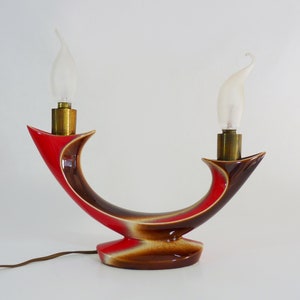 Lampe sculpturale vintage Verceram céramique d'art. Lampe rouge bicolore image 3
