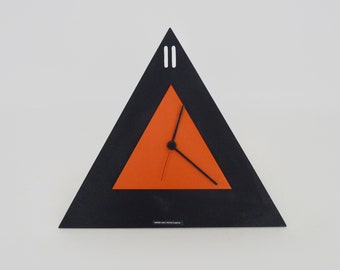 Postmodern Black Table Clock by Shiseido Japan, Memphis 1980s