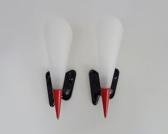 Large pair of adjustable wall lights by Pierre Guariche, modernist, rockabilly