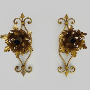 Pair of gilt metal sconces by Banci Firenze, Italy, 1960s