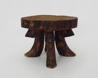 Milking stool carved from a single piece, peasant art from Ariège, France, 19th century