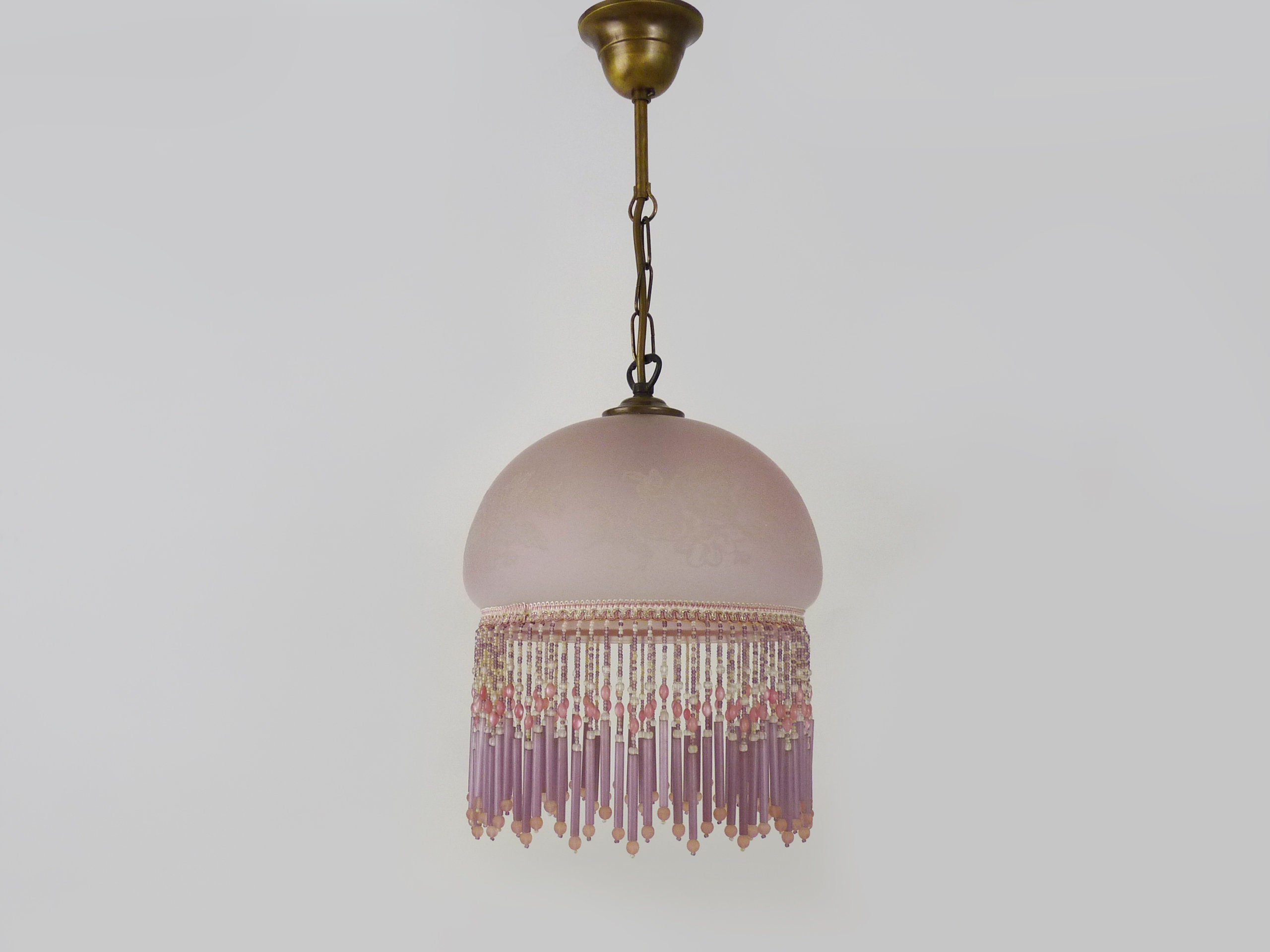 Suspension Vintage Rose à Perles et Globe en Verre Motifs