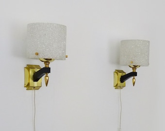 Pair of minimalist vintage sconces in granite perspex. vintage sconces