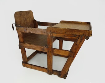 Silla infantil antigua con mesa de madera, silla para poner de pie o colgar