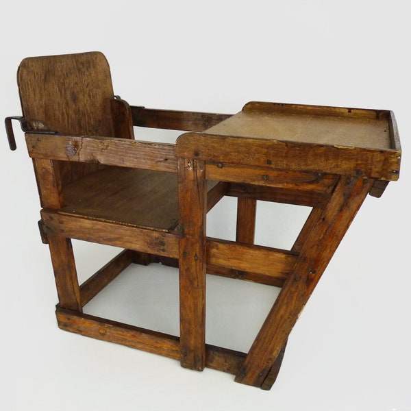 Ancienne chaise pour enfant avec table en bois, chaise à poser ou accrocher