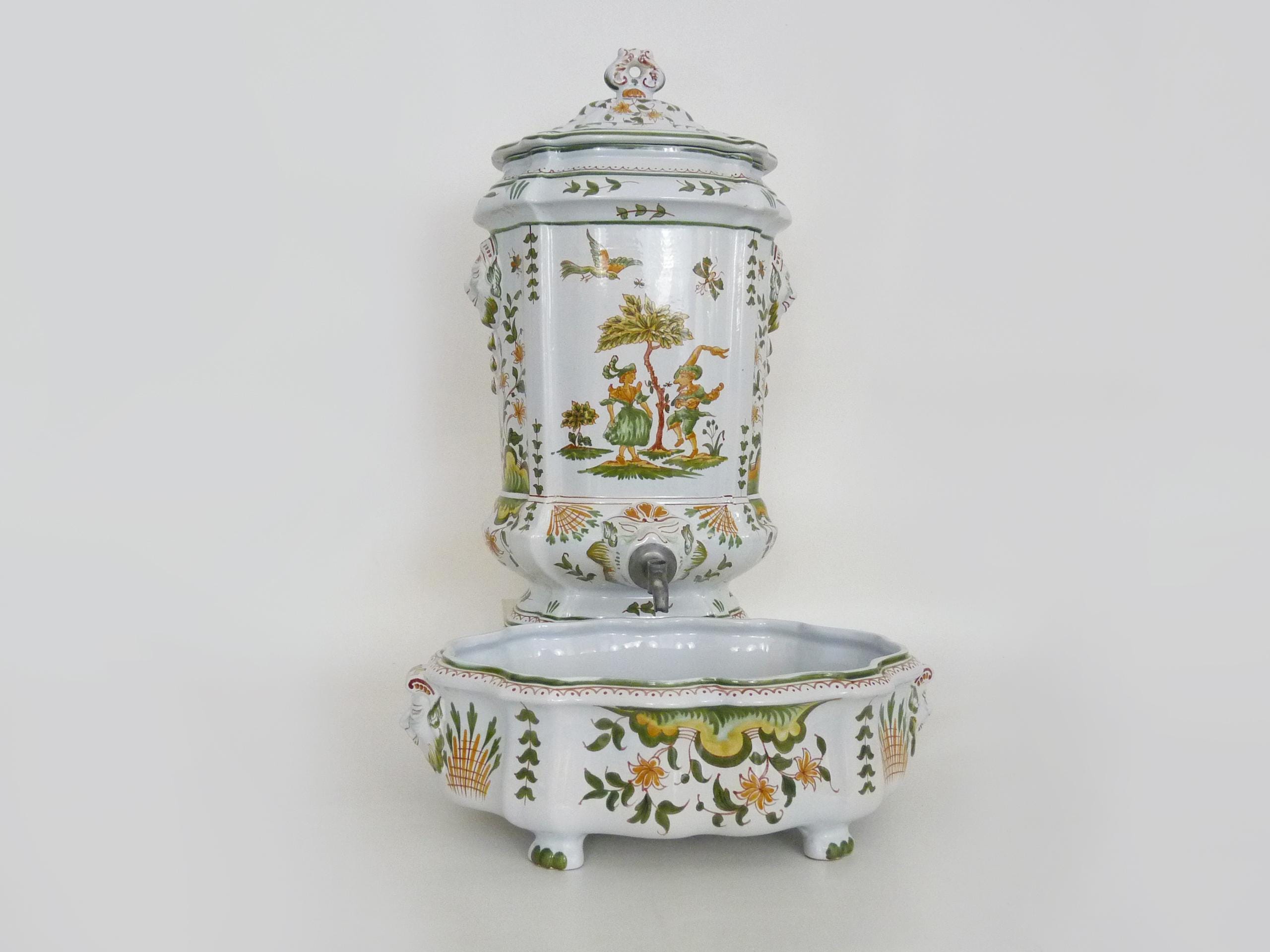 フランス製 ムスティエ（Moustiers）手描き 蓋付き壺／花模様 陶器 Moustiers ceramics - Etsy 日本