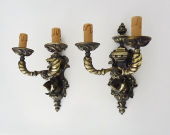 Pair of Satyr wall sconces in bronze Napoleon III 19th century
