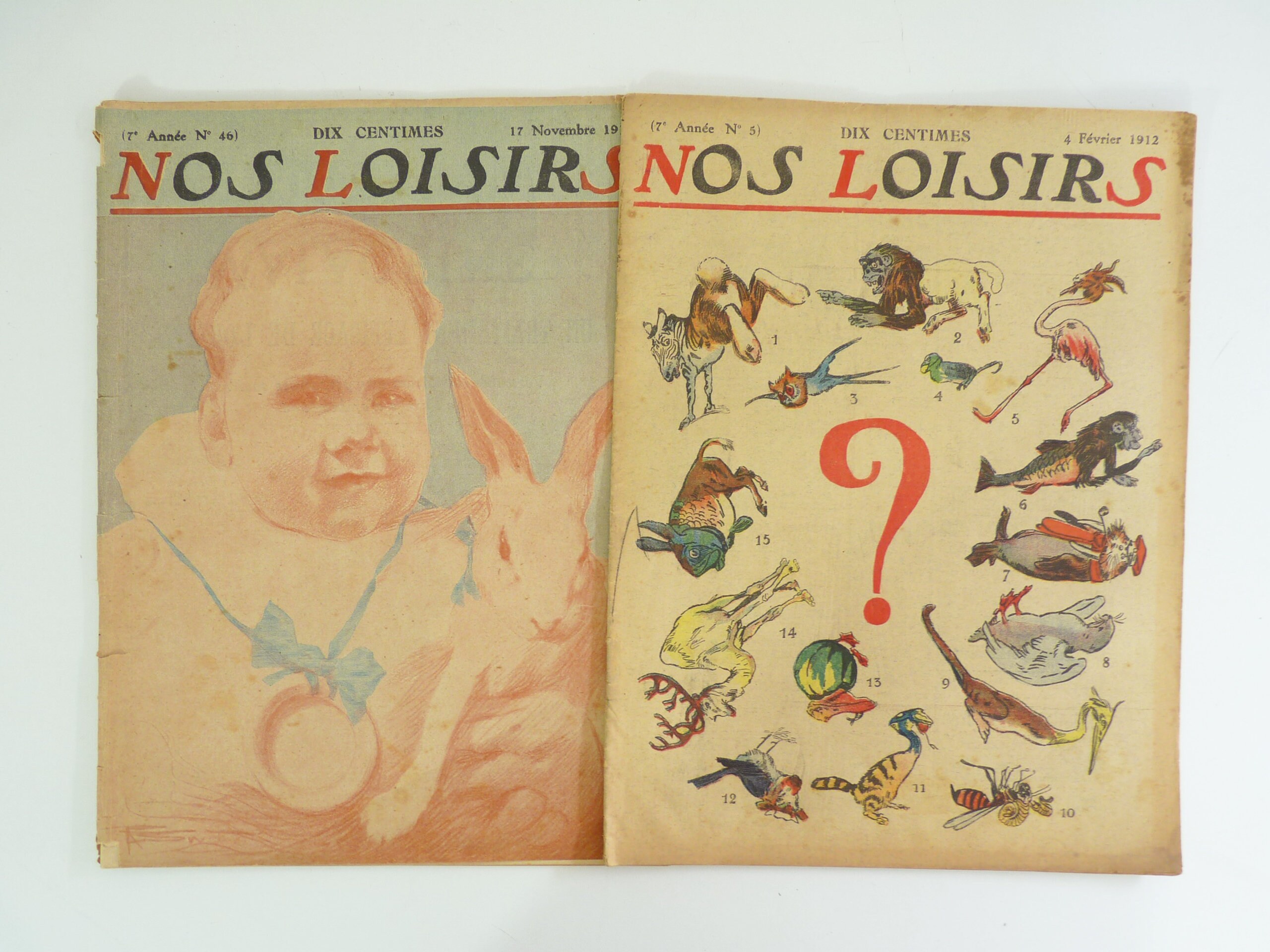 2 Magazines Nos Loisirs, 17 Novembre 1912, 4 Février 1912. Magazine Ancien, Magazine Début Du Siècle
