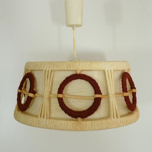Old chandelier, Scandinavian GDR pendant, wool pendant, wooden pendant