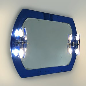 Large cobalt blue Veca mirror and wall lights in 2 shades Veca Fontana Arte Italy image 2