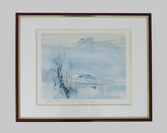 Lithograph by Ryton Cazenave, signed. Watercolorist Fuxéen