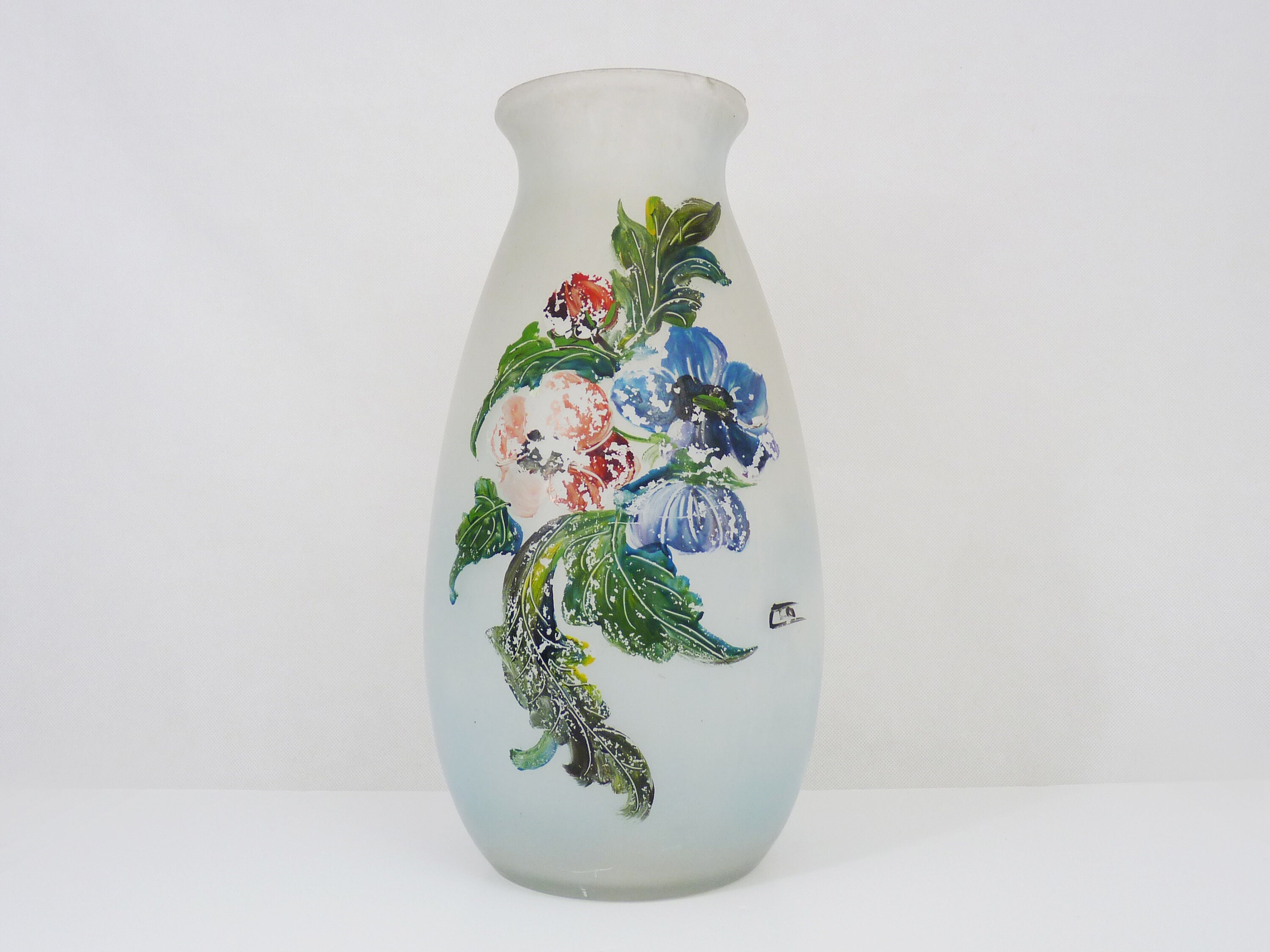 Grand Vase Art Nouveau Signé Décor Floral en Pâte de Verre. 40 cm - 15, 74 ,128.00
