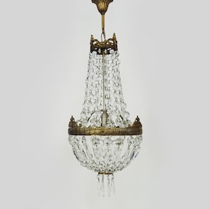 LUSTRE MURANO ANCIEN opaline rose pampilles cristal Very good condition H 80 cms EUR 270,00 - FR