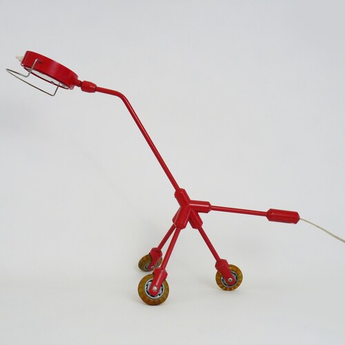 Harry Allen tripod shops lamp on wheels Kila Lamp model for Ikea, 2001