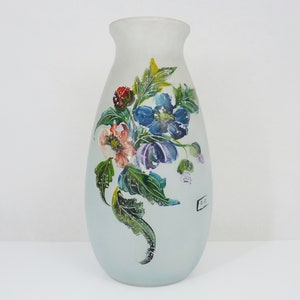Large Art Nouveau vase signed floral decor in glass paste. 40cm - 15.74 &quot;