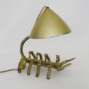 1980s Gold Brutalist Zoomorphic Scorpion Lamp