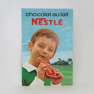 Viejo póster de cartón de doble cara Nestlé Milk Chocolate