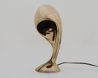 Magnificent lamp in solid gilded bronze, design lamp from the 50s, Michel Armand style