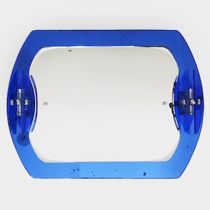 Large cobalt blue Veca mirror and wall lights in 2 shades Veca Fontana Arte Italy image 1