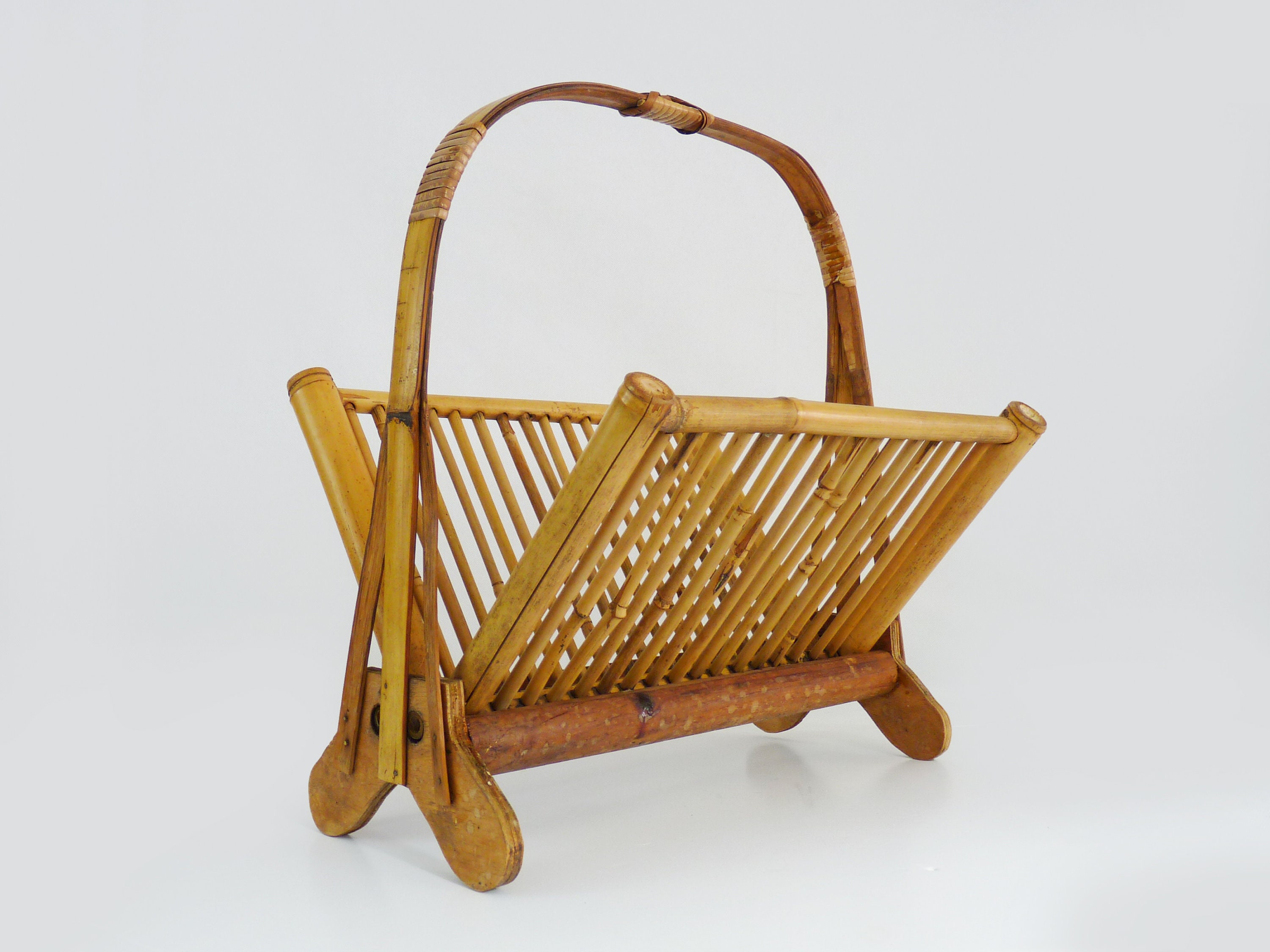 Vintage Folding Bamboo Magazine Rack Vintage Magazine Range Etsy UK