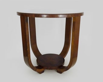 Italian Art Deco round coffee table in walnut, 1930s