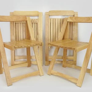 Set of 4 Vintage Aldo Jacober Style Folding Chairs in Light Wood
