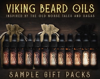 Beard Oil Gift For Men | Viking Beard Oil Sample Packs - Christmas Gift For Him - Birthday Gifts for Men | Viking Gifts | Stocking Stuffer