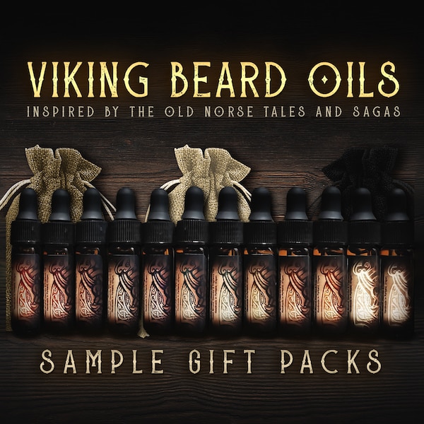 Cadeau d'huile à barbe pour homme | Echantillons d'huile à barbe Viking - Cadeau de Noël pour lui - Cadeaux d'anniversaire pour homme | Cadeaux vikings | Bas de Noël